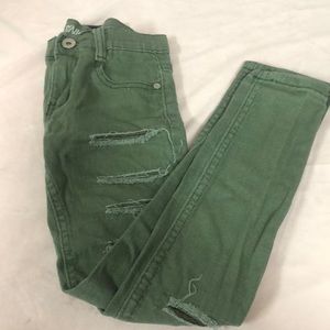 Pink Velvet green distressed skinny jeans gently used size 8
